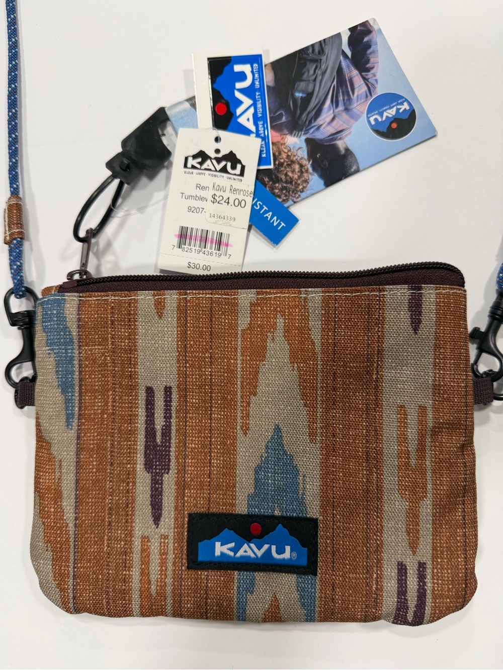 KAVU Brown Multi-Color Patterned Crossbody Pouch